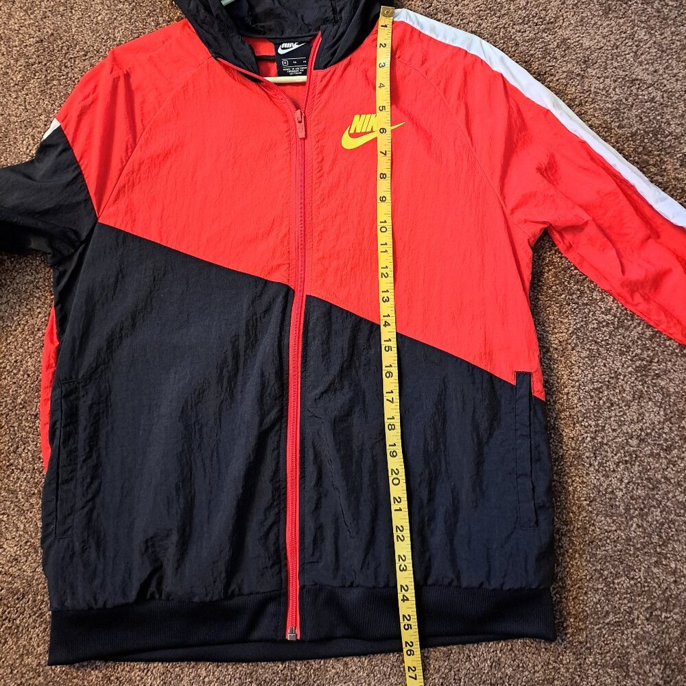 Nike Core Amplify Windrunner Windbreaker in red,white,&black W/ neon yellow logo - Picture 8 of 10